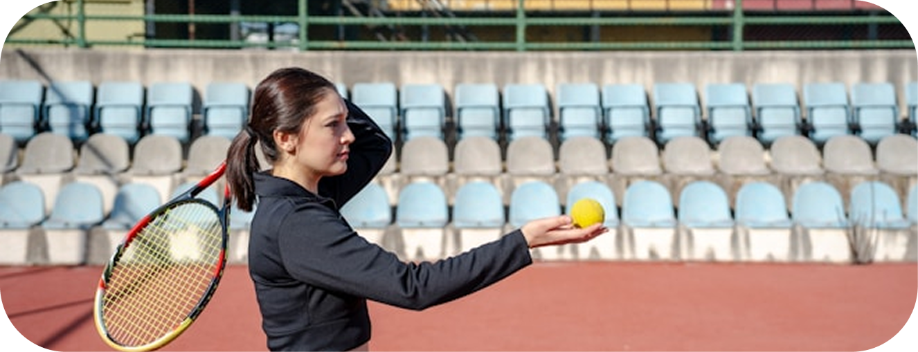 Tennis player serving