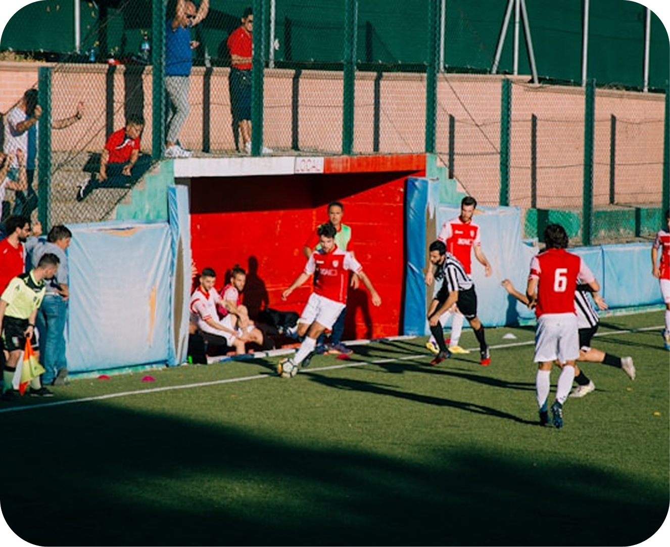 Soccer players action in a match